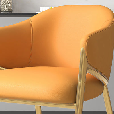 Modern Minimalist Square Nappa Leather Iron Solid Wood Plywood Dining Chair Backrest Armrest For Dining Room & Kitchen