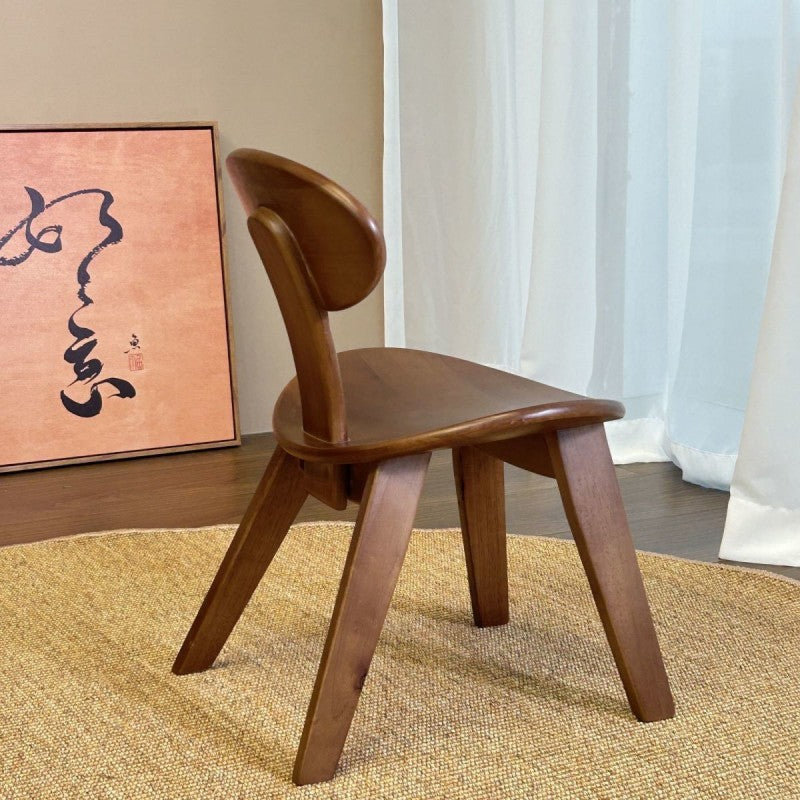 Contemporary Nordic Ellipse Ebony Wood Low Stool Backrest For Living Room