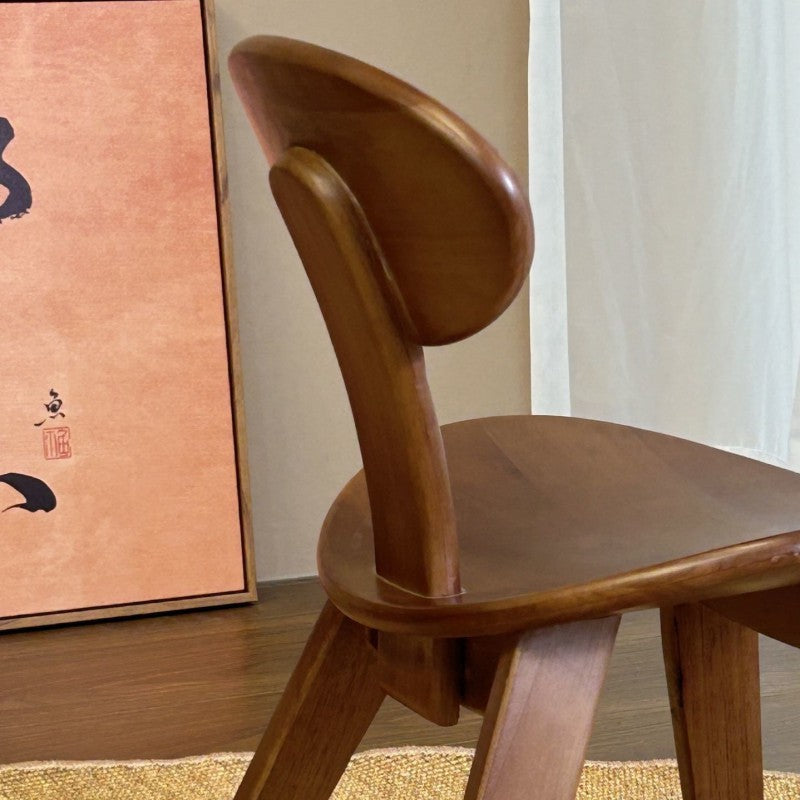 Contemporary Nordic Ellipse Ebony Wood Low Stool Backrest For Living Room