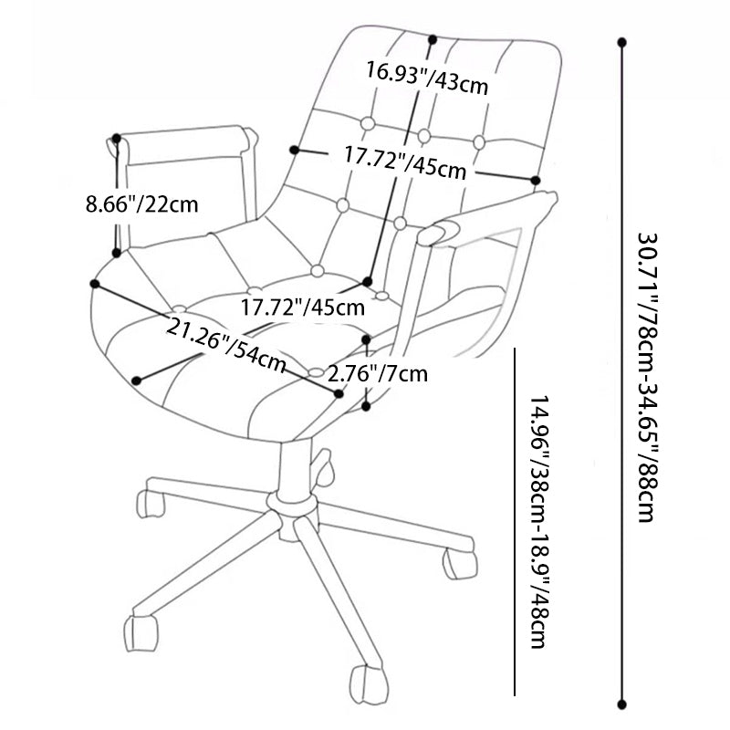 Chaise de bureau moderne rétro carrée rectangulaire pour chat, en cuir huilé ciré, panneau en bois, nylon, acier, pivotante à 360°, mobile, hauteur réglable, avec dossier et accoudoirs, pour la maison et le bureau 