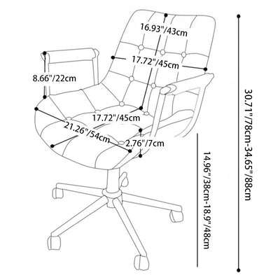 Contemporary Retro Square Rectangular Cat Scratch Leather Oil Wax Leather Wooden Board Nylon Steel 360°Swivel Movable Height Adjustable Desk Chair Backrest Armrest For Home Office