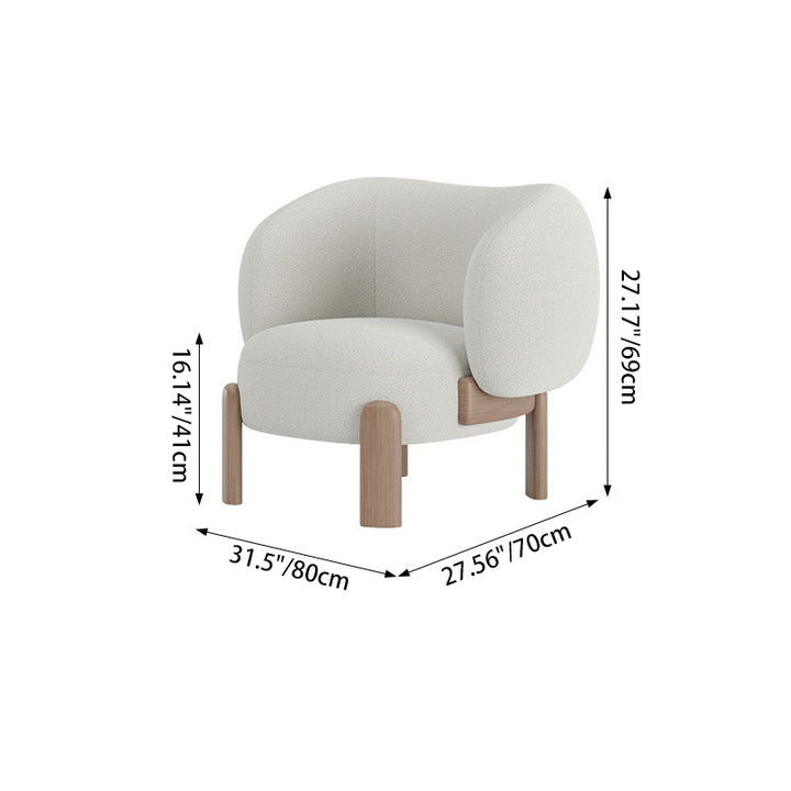 Moderno Minimalista Cuadrado Rectangular Sólido Madera Contrachapada Madera de Fresno Silla de Acento de Lana Sherpa Respaldo Sin Brazos Para Sala de Estar 