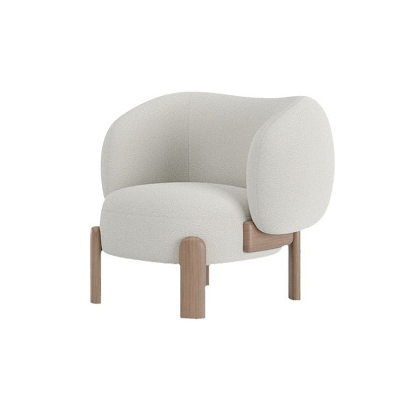 Moderno Minimalista Cuadrado Rectangular Sólido Madera Contrachapada Madera de Fresno Silla de Acento de Lana Sherpa Respaldo Sin Brazos Para Sala de Estar 