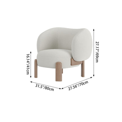 Modern Minimalist Square Rectangular Solid Wood Plywood Ash Wood Sherpa Fleece Accent Chair Backrest Armless For Living Room