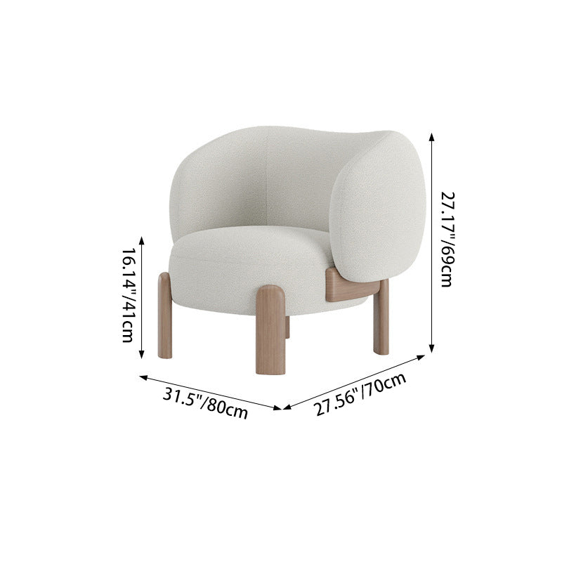 Modern Minimalist Square Rectangular Solid Wood Plywood Ash Wood Sherpa Fleece Accent Chair Backrest Armless For Living Room