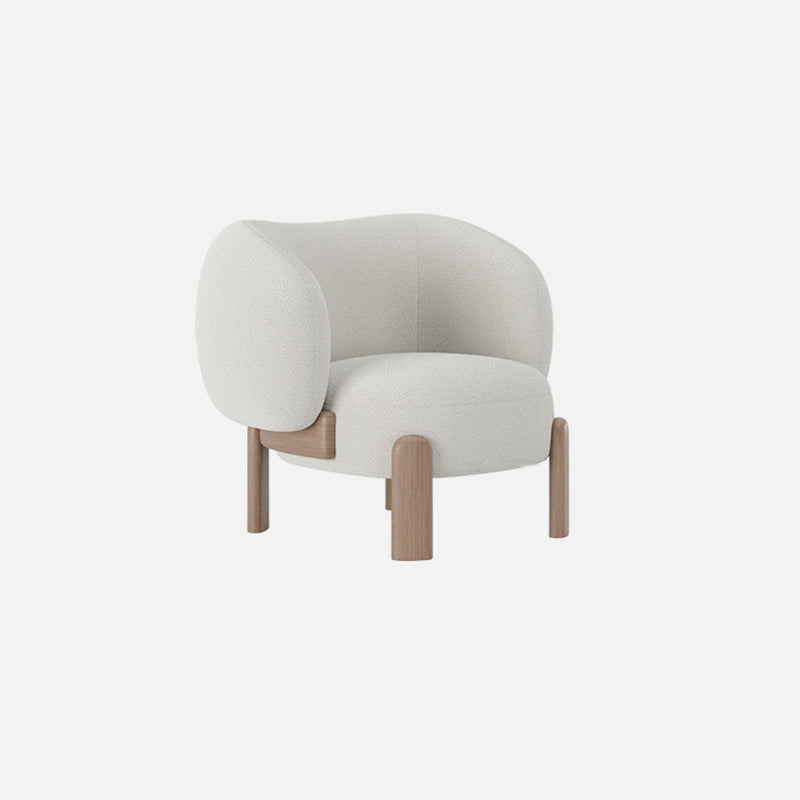 Modern Minimalist Square Rectangular Solid Wood Plywood Ash Wood Sherpa Fleece Accent Chair Backrest Armless For Living Room