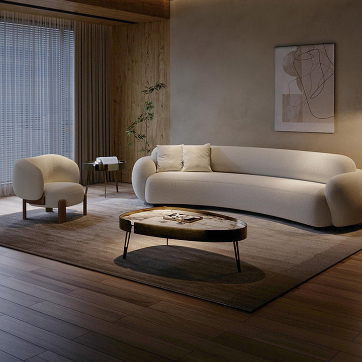 Moderno Minimalista Cuadrado Rectangular Sólido Madera Contrachapada Madera de Fresno Silla de Acento de Lana Sherpa Respaldo Sin Brazos Para Sala de Estar 