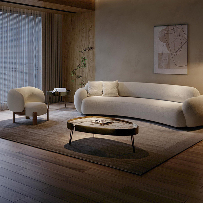 Modern Minimalist Square Rectangular Solid Wood Plywood Ash Wood Sherpa Fleece Accent Chair Backrest Armless For Living Room