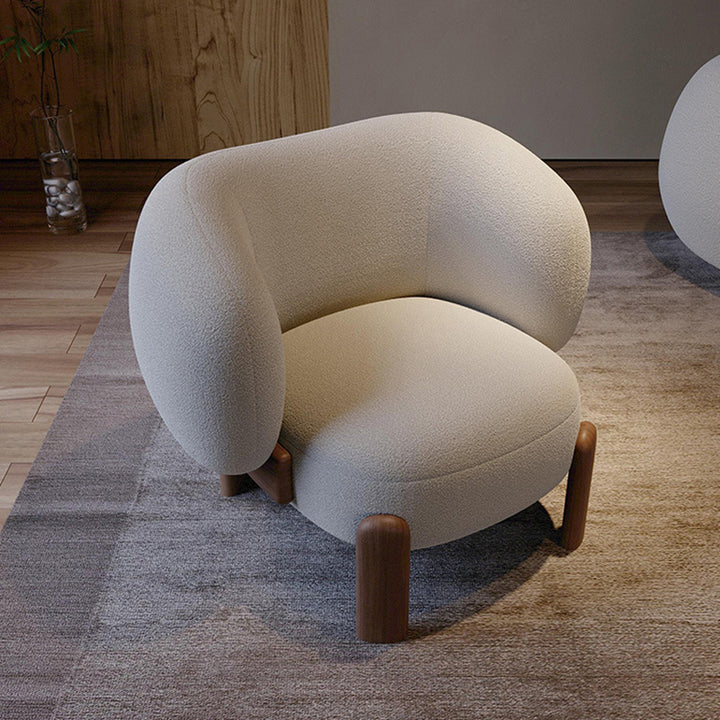 Moderno Minimalista Cuadrado Rectangular Sólido Madera Contrachapada Madera de Fresno Silla de Acento de Lana Sherpa Respaldo Sin Brazos Para Sala de Estar 