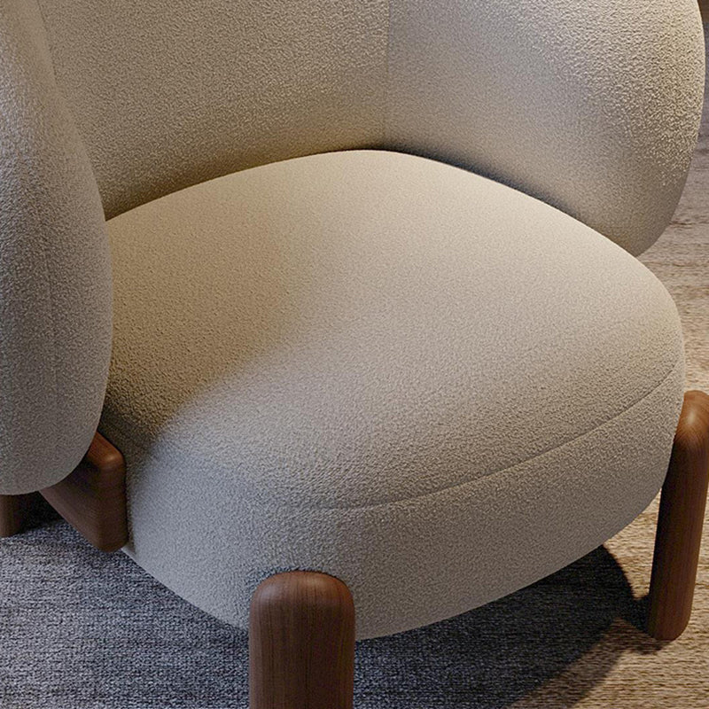 Modern Minimalist Square Rectangular Solid Wood Plywood Ash Wood Sherpa Fleece Accent Chair Backrest Armless For Living Room