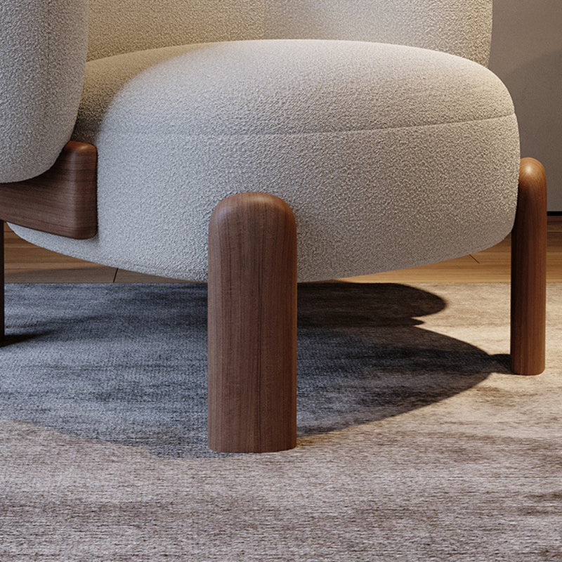 Modern Minimalist Square Rectangular Solid Wood Plywood Ash Wood Sherpa Fleece Accent Chair Backrest Armless For Living Room