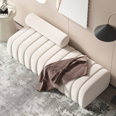 Modern Luxury Rectangular Pine Wood Cat Scratch Leather Velvet Bench For Living Room