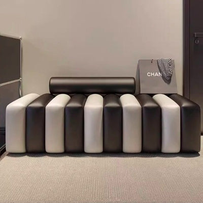 Modern Luxury Rectangular Pine Wood Cat Scratch Leather Velvet Bench For Living Room