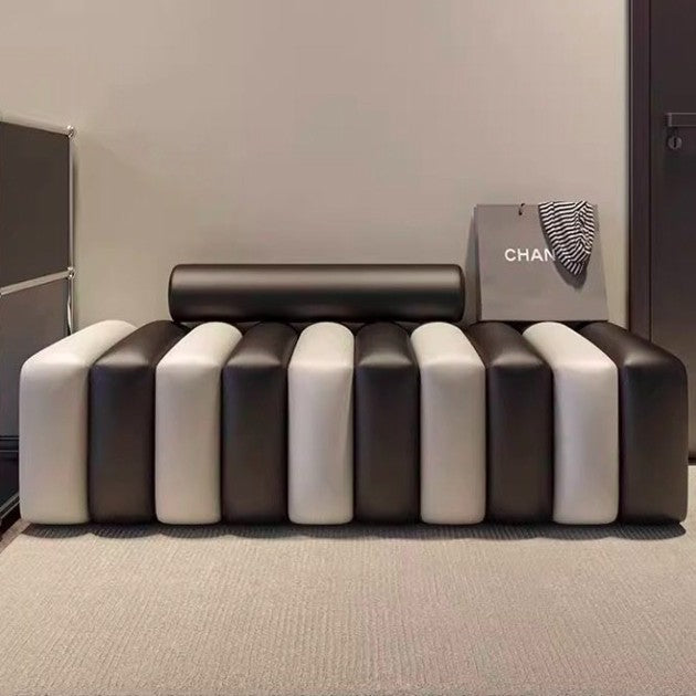 Modern Luxury Rectangular Pine Wood Cat Scratch Leather Velvet Bench For Living Room