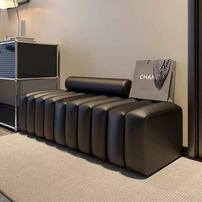 Modern Luxury Rectangular Pine Wood Cat Scratch Leather Velvet Bench For Living Room