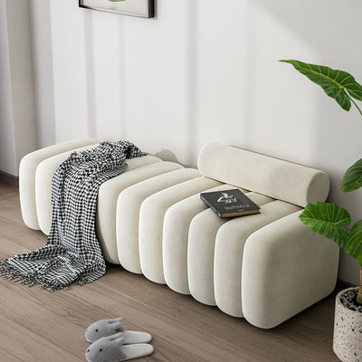 Modern Luxury Rectangular Pine Wood Cat Scratch Leather Velvet Bench For Living Room