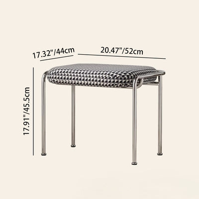 Contemporary Nordic Square Rectangular Carbon Steel Cotton-linen Low Stool For Living Room