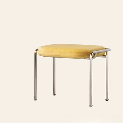 Contemporary Nordic Square Rectangular Carbon Steel Cotton-linen Low Stool For Living Room