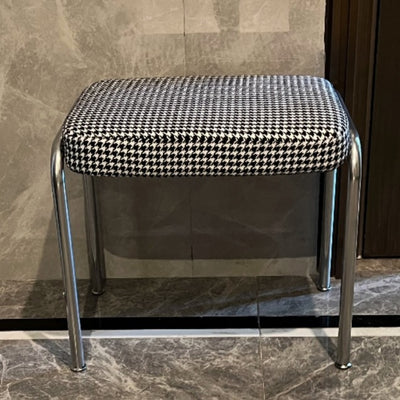 Contemporary Nordic Square Rectangular Carbon Steel Cotton-linen Low Stool For Living Room