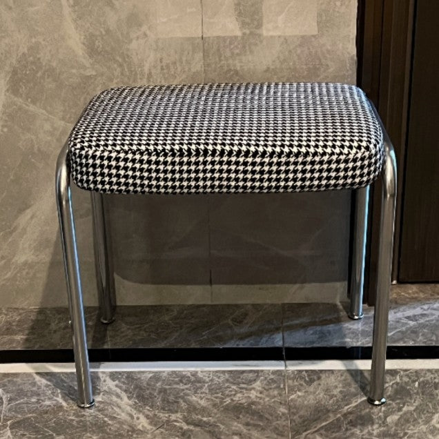 Contemporary Nordic Square Rectangular Carbon Steel Cotton-linen Low Stool For Living Room