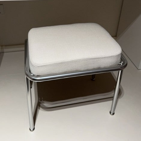 Contemporary Nordic Square Rectangular Carbon Steel Cotton-linen Low Stool For Living Room