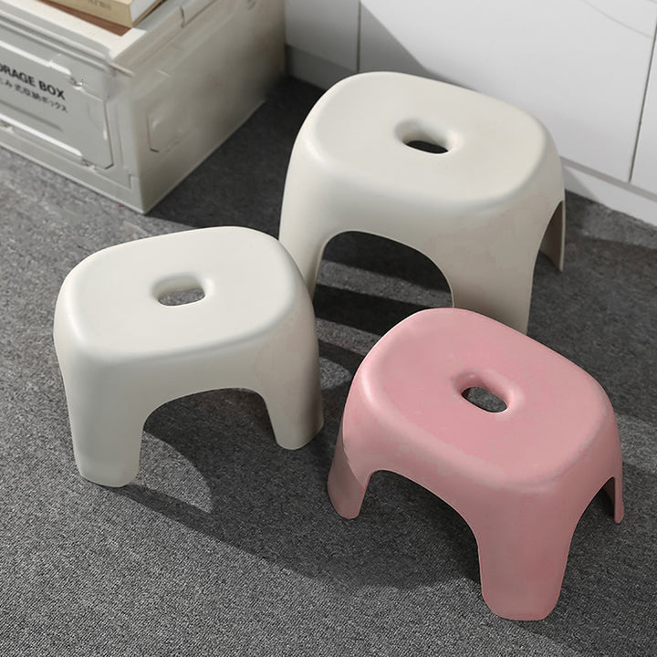 Taburete Bajo Cuadrado Rectangular Minimalista Moderno Apilable de PP Para Sala de Estar 