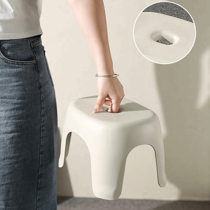 Taburete Bajo Cuadrado Rectangular Minimalista Moderno Apilable de PP Para Sala de Estar 