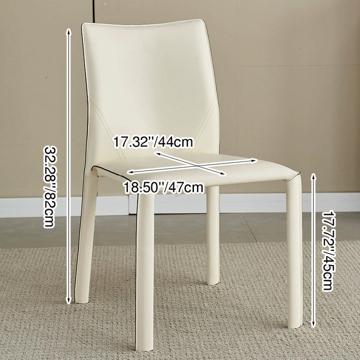 Modern Minimalist Square Rectangular Faux Saddle Leather Carbon Steel Dining Chair Backrest Armless For Dining Room &amp; Kitchen