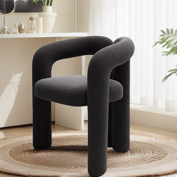 Taburete de tocador cuadrado rectangular minimalista moderno de terciopelo y hierro con respaldo y reposabrazos para dormitorio 