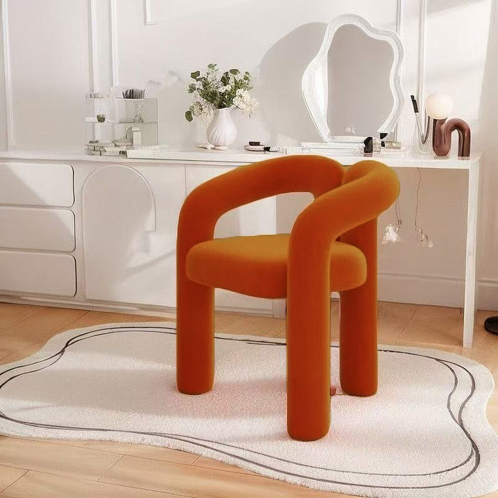 Taburete de tocador cuadrado rectangular minimalista moderno de terciopelo y hierro con respaldo y reposabrazos para dormitorio 