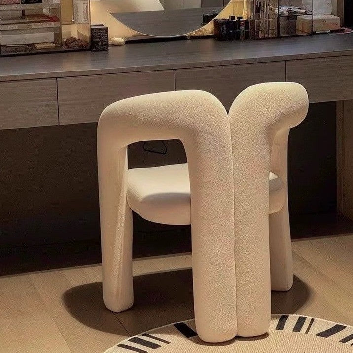 Modern Minimalist Square Rectangular Velvet Iron Vanity Stool Backrest Armrest For Bedroom