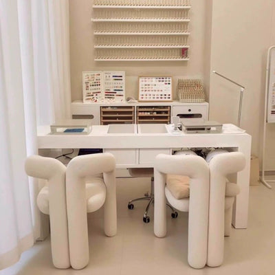 Modern Minimalist Square Rectangular Velvet Iron Vanity Stool Backrest Armrest For Bedroom