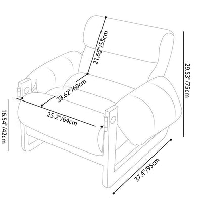 Contemporary Retro Square Rectangular Oil Wax Leather Iron Removable Accent Chair Backrest Armrest For Living Room