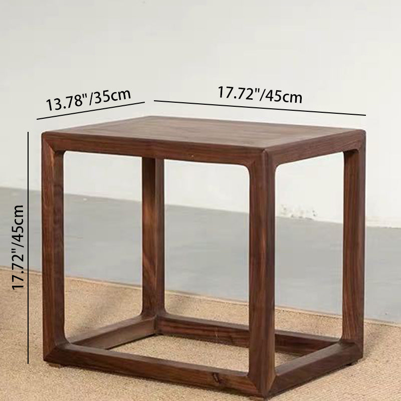 Traditional Chinese Square Rectangular Solid Wood Low Stool For Living Room
