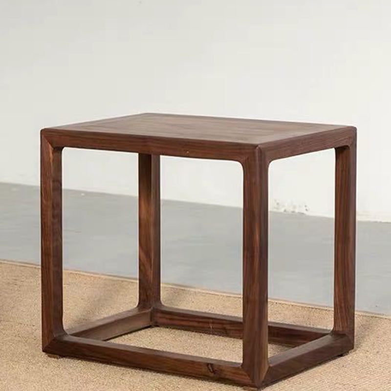 Traditional Chinese Square Rectangular Solid Wood Low Stool For Living Room