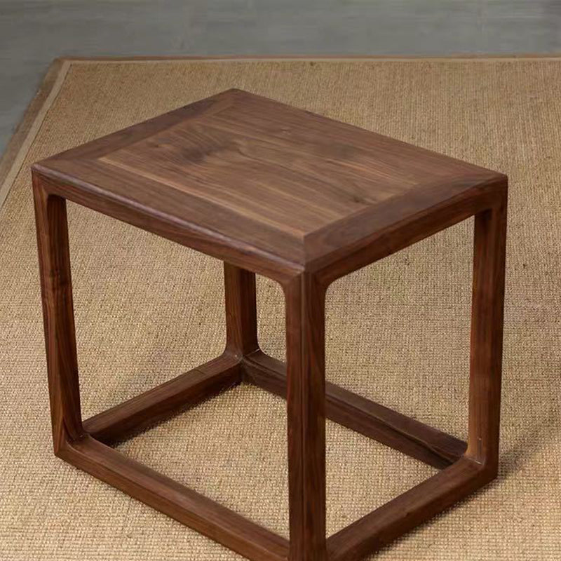 Traditional Chinese Square Rectangular Solid Wood Low Stool For Living Room