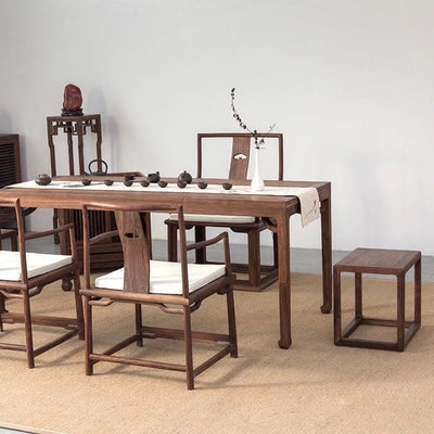 Traditional Chinese Square Rectangular Solid Wood Low Stool For Living Room