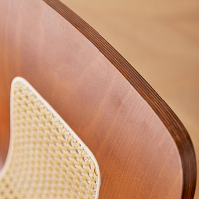 Traditional Chinese Square Rectangular Rubberwood Faux Wicker Weaving Dining Chair Backrest Armless For Dining Room & Kitchen