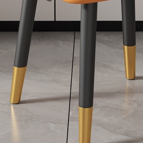 Contemporary Nordic Square Rectangular MDF Faux Leather Iron Dining Chair Backrest Armrest For Dining Room & Kitchen