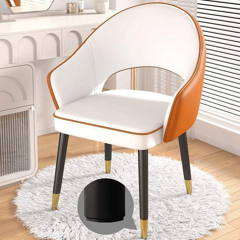 Contemporary Nordic Square Rectangular MDF Faux Leather Iron Dining Chair Backrest Armrest For Dining Room & Kitchen