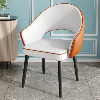 Contemporary Nordic Square Rectangular MDF Faux Leather Iron Dining Chair Backrest Armrest For Dining Room & Kitchen