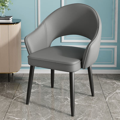 Contemporary Nordic Square Rectangular MDF Faux Leather Iron Dining Chair Backrest Armrest For Dining Room & Kitchen