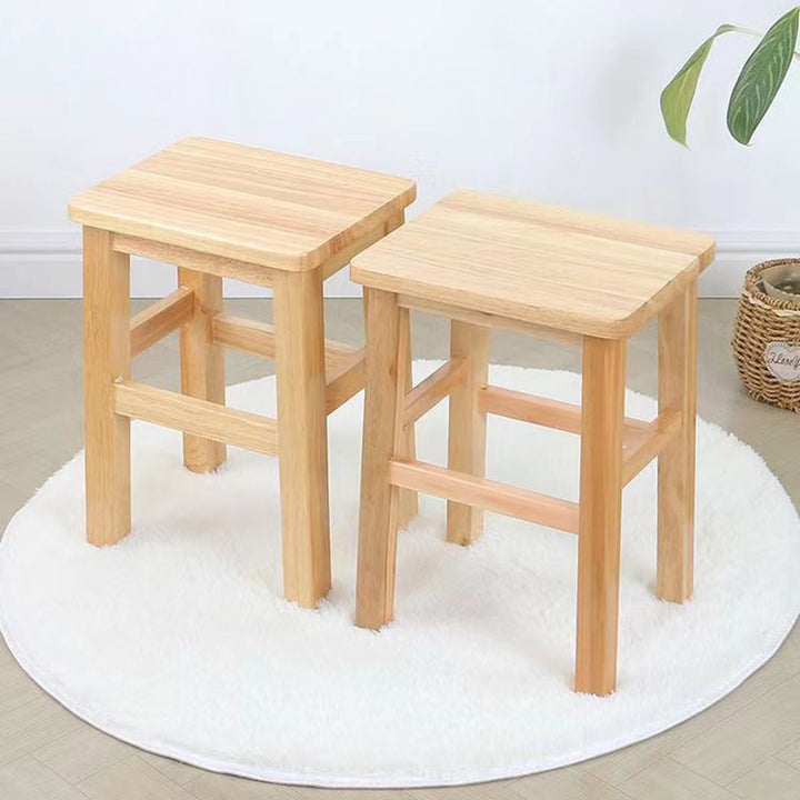 Tabouret bas carré rectangulaire en bois massif traditionnel chinois pour salon 