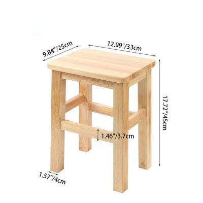 Traditional Chinese Square Rectangular Solid Wood Low Stool For Living Room