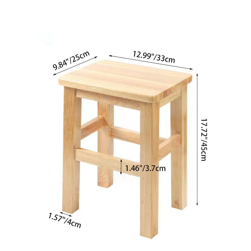 Traditional Chinese Square Rectangular Solid Wood Low Stool For Living Room