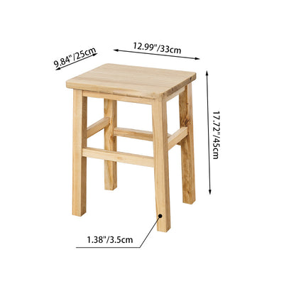 Traditional Chinese Square Rectangular Solid Wood Low Stool For Living Room