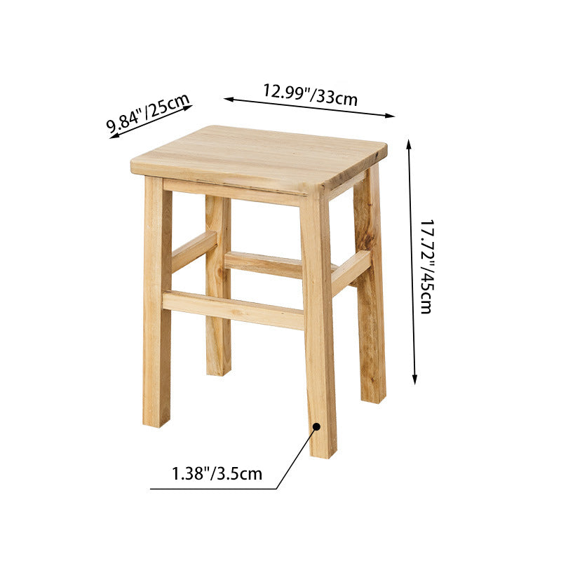 Traditional Chinese Square Rectangular Solid Wood Low Stool For Living Room