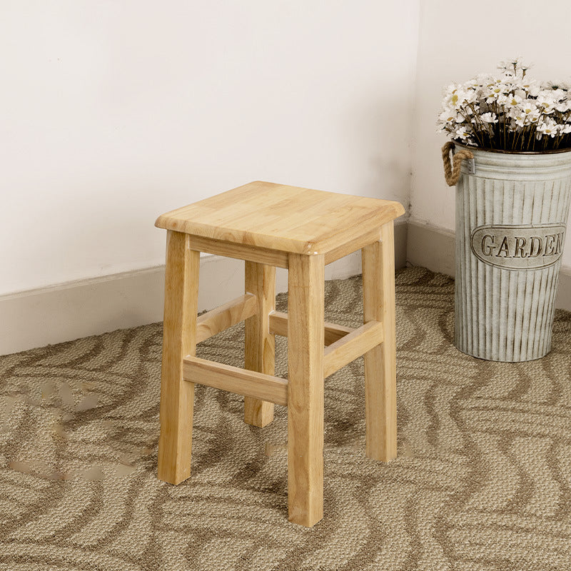 Traditional Chinese Square Rectangular Solid Wood Low Stool For Living Room