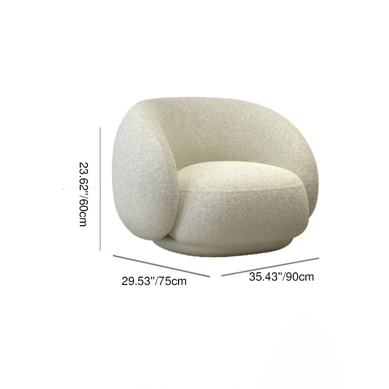 Contemporary Nordic Round Arc-shaped Lamb Fleece Iron Solid Wood Plywood Sofa Backrest Armrest For Living Room