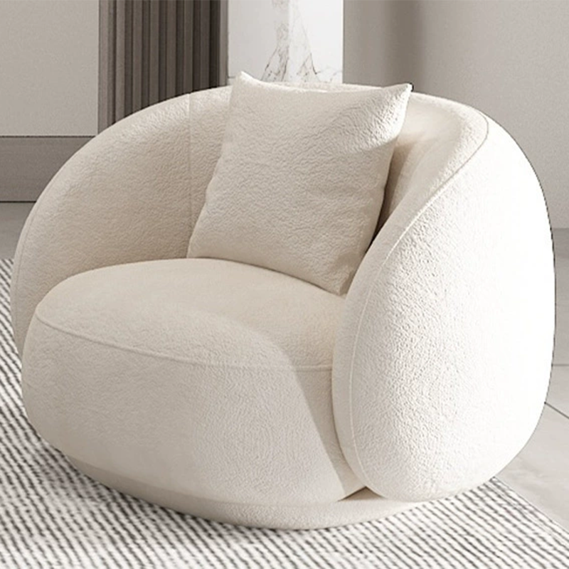 Contemporary Nordic Round Arc-shaped Lamb Fleece Iron Solid Wood Plywood Sofa Backrest Armrest For Living Room